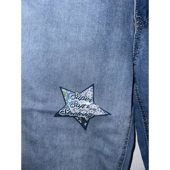 Vigoss Girls Straight Leg Jeans With Star Patch Size 10 High Rise Super Stretch - Picture 5 of 6